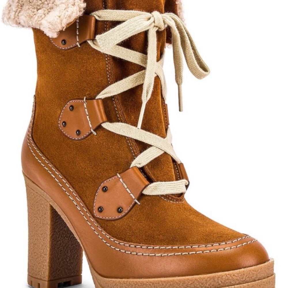 See By Chloe Verena Shearling Lined Lace-Up Boots 39/ 8.5